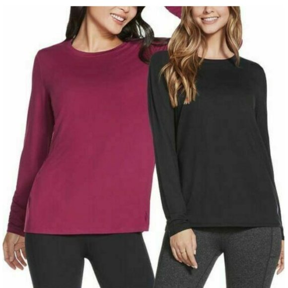 Skechers Tops - Skechers | Womens Active Long Sleeve Tee, 2 Pack (Magenta Purple/Bold Black)